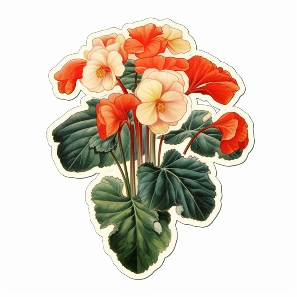 Begonia Plant Vinyl Decal Sticker for Car, Laptop, Tumbler and more # 0010348