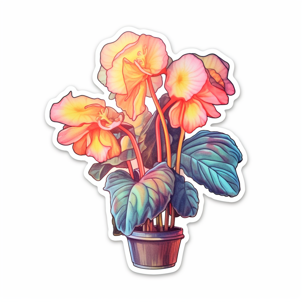 Begonia Plant Vinyl Decal Sticker for Car, Laptop, Tumbler and more # 0010448