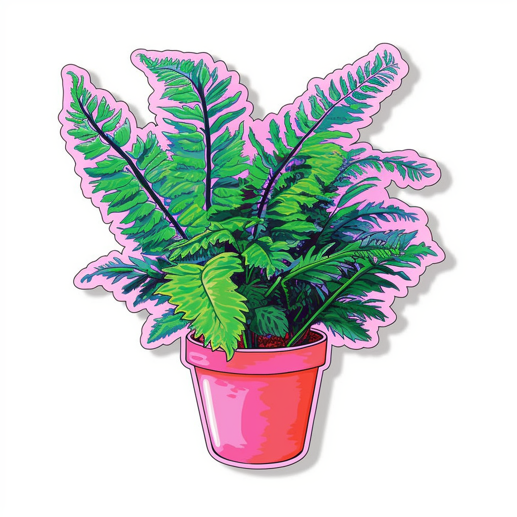 Boston Fern Plant Vinyl Decal Sticker for Car, Laptop, Tumbler and more # 0010640