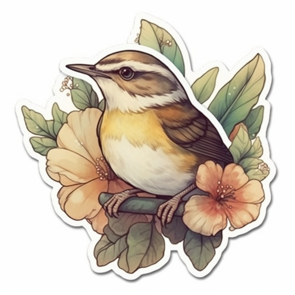 South Carolina Carolina Wren bird Yellow Jessamine flower Vinyl Decal Sticker for Car, Laptop, Tumbler and more # 009153