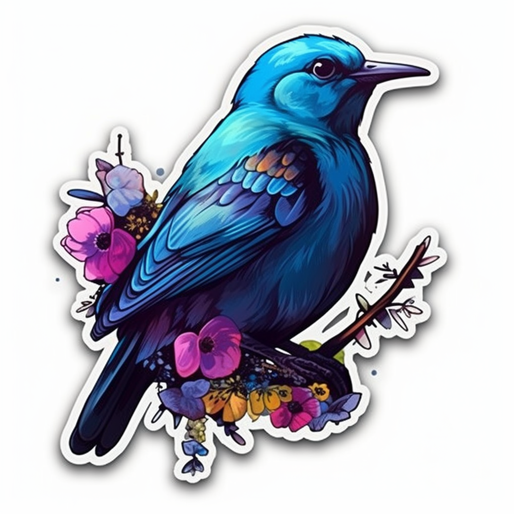 Idaho Mountain Bluebird bird Syringa flower Vinyl Decal Sticker for Car, Laptop, Tumbler and more # 008463