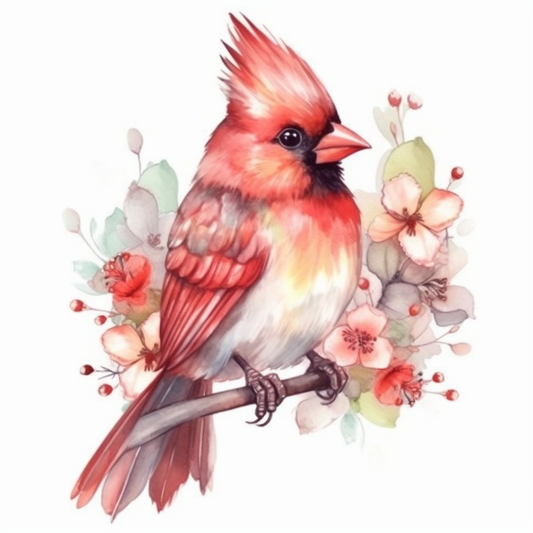 Virginia Northern Cardinal bird American Dogwood flower  Vinyl Decal Sticker for Car, Laptop, Tumbler and more # 009984