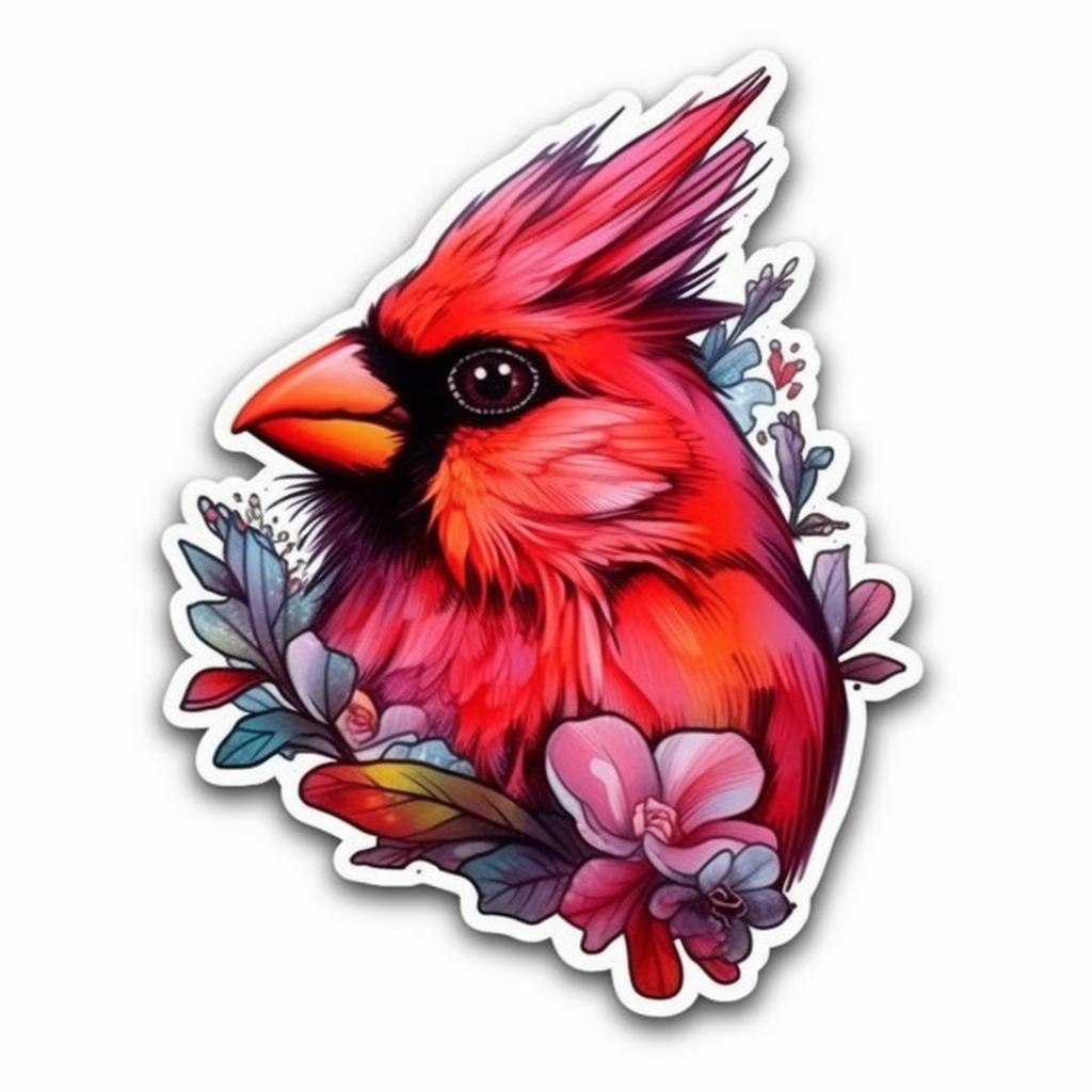 West Virginia Northern Cardinal bird Rhododendron flower Vinyl Decal Sticker for Car, Laptop, Tumbler and more # 0010045