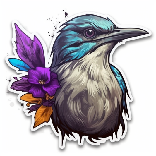 Texas Northern Mockingbird bird Bluebonnet flower  Vinyl Decal Sticker for Car, Laptop, Tumbler and more # 009260
