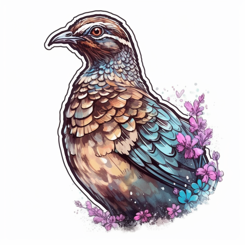 Pennsylvania Ruffed Grouse bird Mountain Laurel flower Vinyl Decal Sticker for Car, Laptop, Tumbler and more # 009207