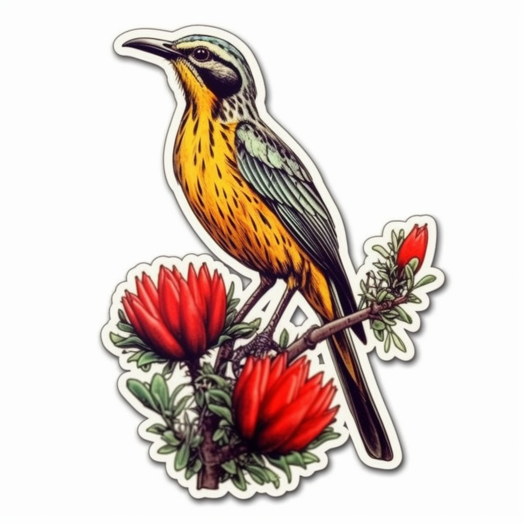 Wyoming Western Meadowlark bird Indian Paintbrush flower Vinyl Decal Sticker for Car, Laptop, Tumbler and more # 0010027