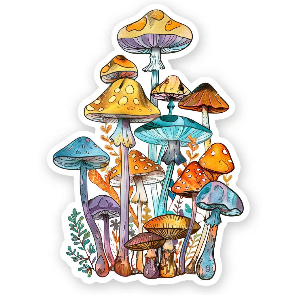 Mushrooms Vinyl Decal Sticker for Car, Laptop, Tumbler and more # F07007