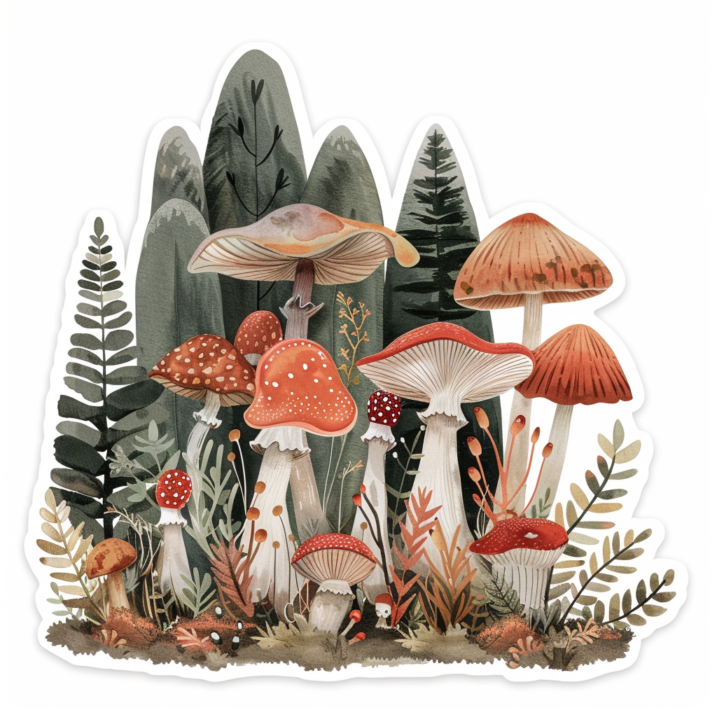 Mushrooms Vinyl Decal Sticker for Car, Laptop, Tumbler and more # F06983