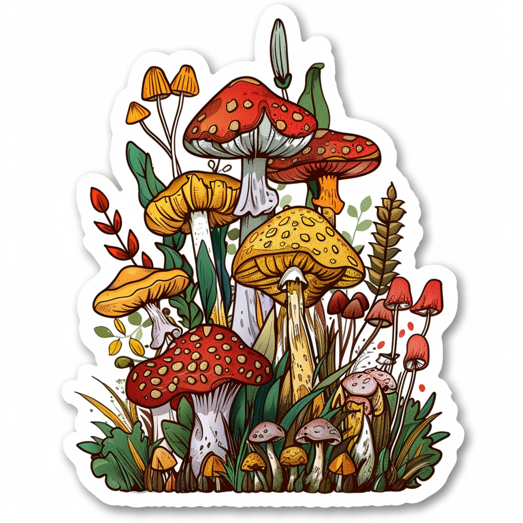 Mushrooms Vinyl Decal Sticker for Car, Laptop, Tumbler and more # F06801
