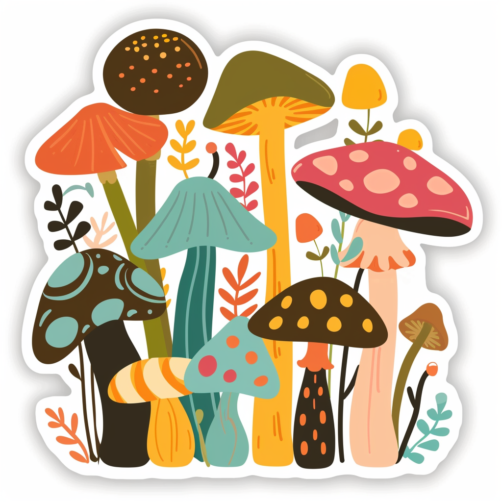 Mushrooms Vinyl Decal Sticker for Car, Laptop, Tumbler and more # F06916