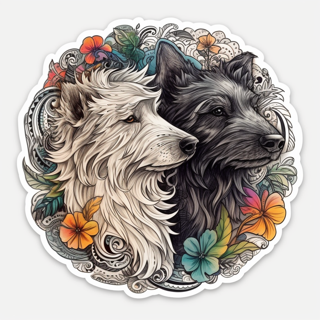 Yin Yang Dog Vinyl Decal Sticker for Car, Laptop, Tumbler and more # 005457