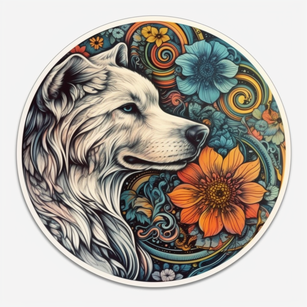 Yin Yang Dog Vinyl Decal Sticker for Car, Laptop, Tumbler and more # 005482