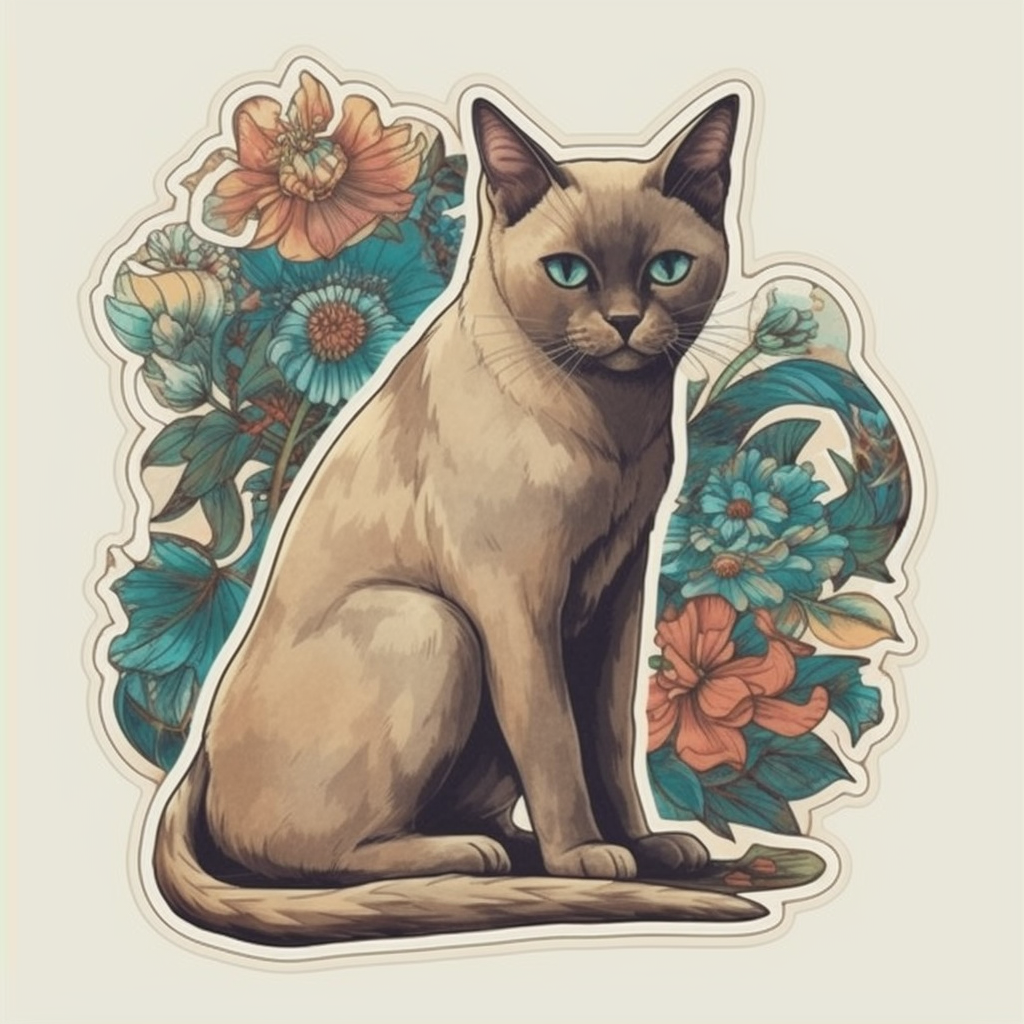 Burmese Cat Vinyl Decal Sticker for Car, Laptop, Tumbler and more # 008185