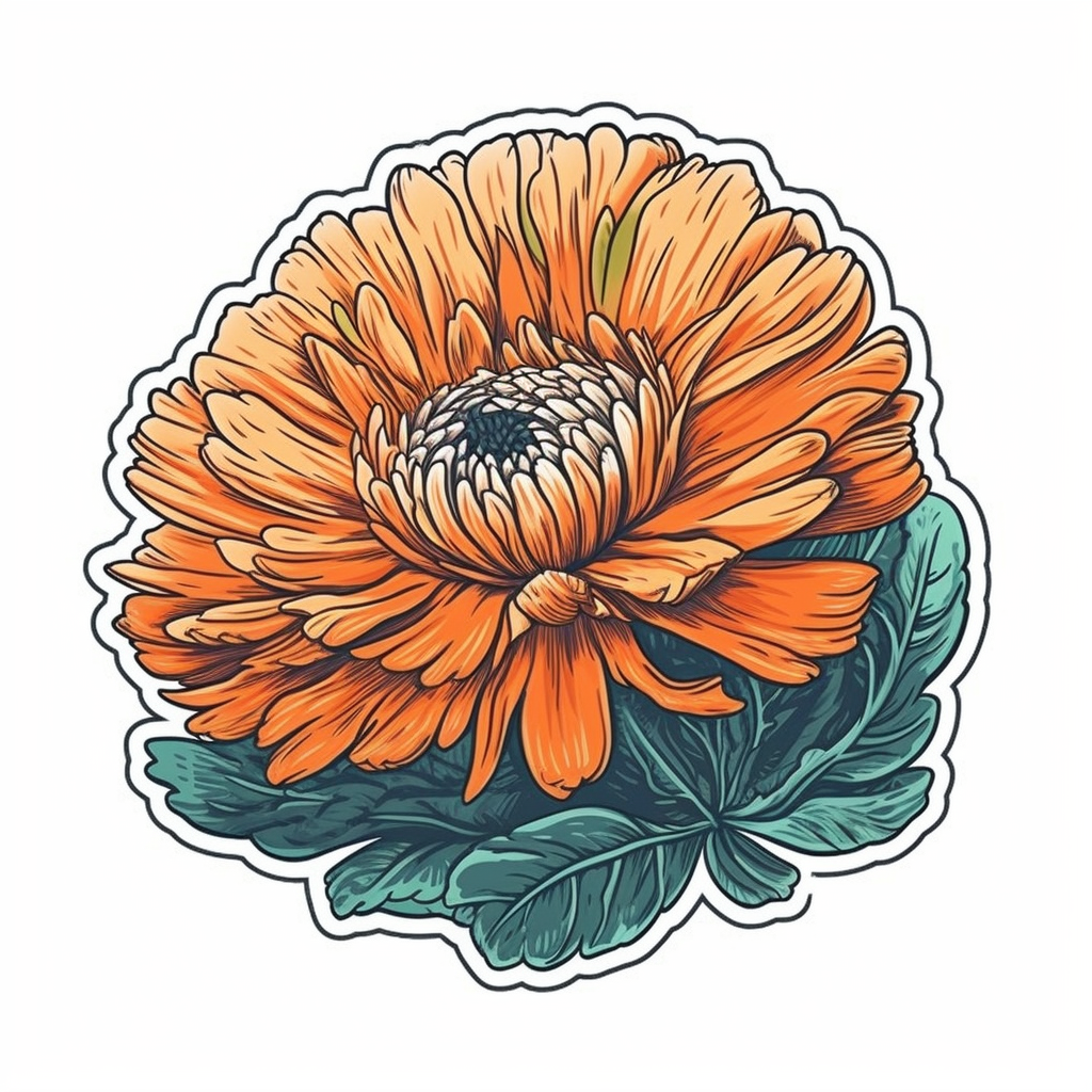 Calendula Flower Vinyl Decal Sticker for Car, Laptop, Tumbler and more # 006308