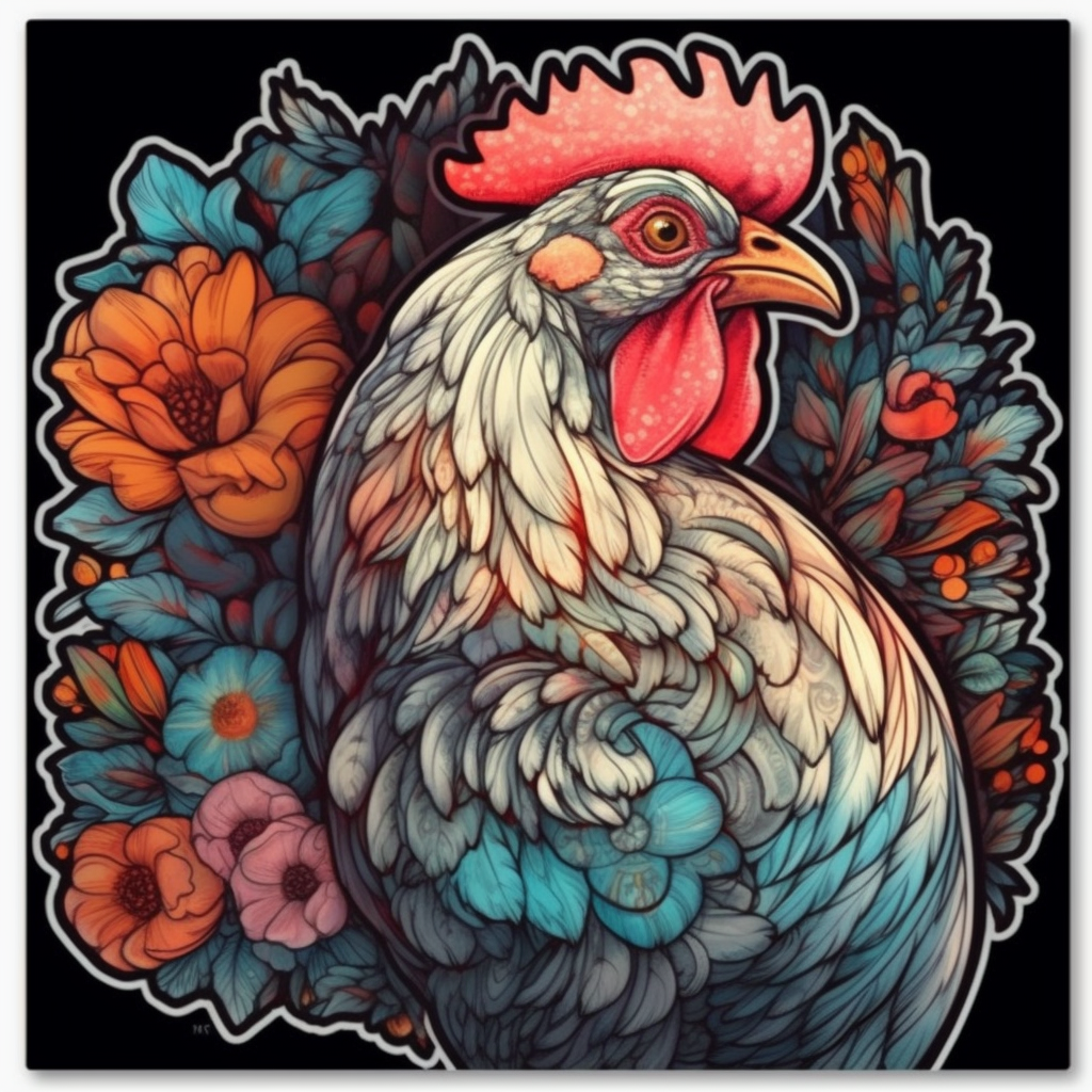 Chicken Vinyl Decal Sticker for Car, Laptop, Tumbler and more # 006526