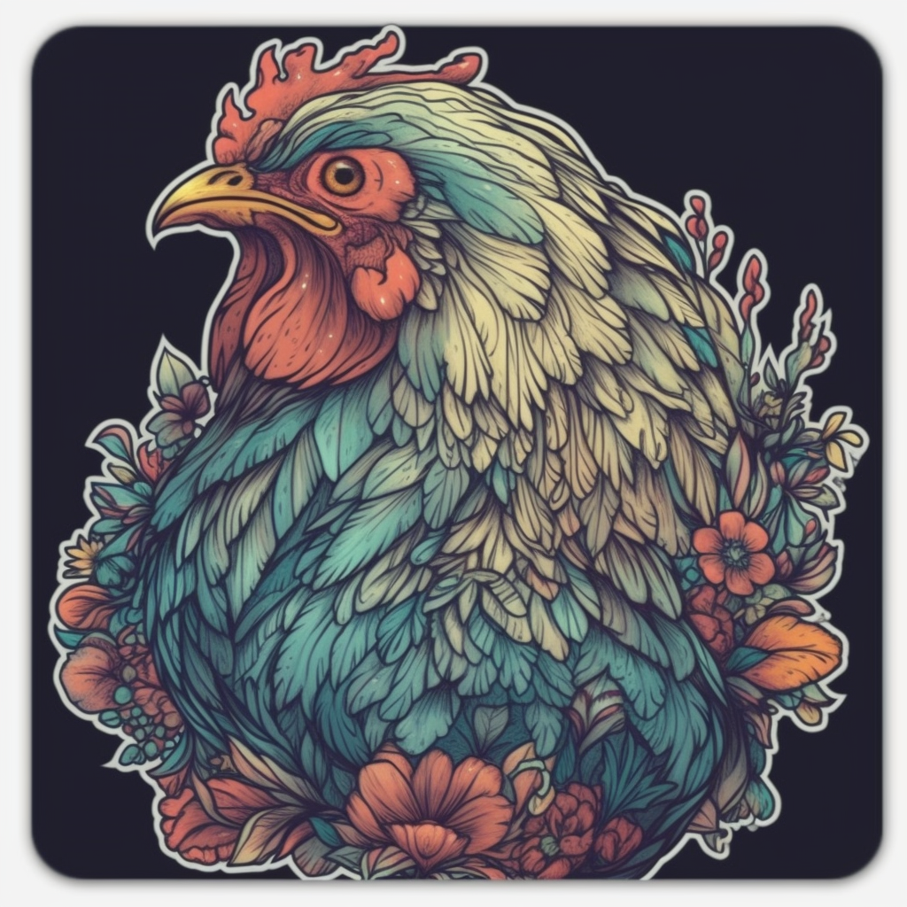 Chicken Vinyl Decal Sticker for Car, Laptop, Tumbler and more # 006527