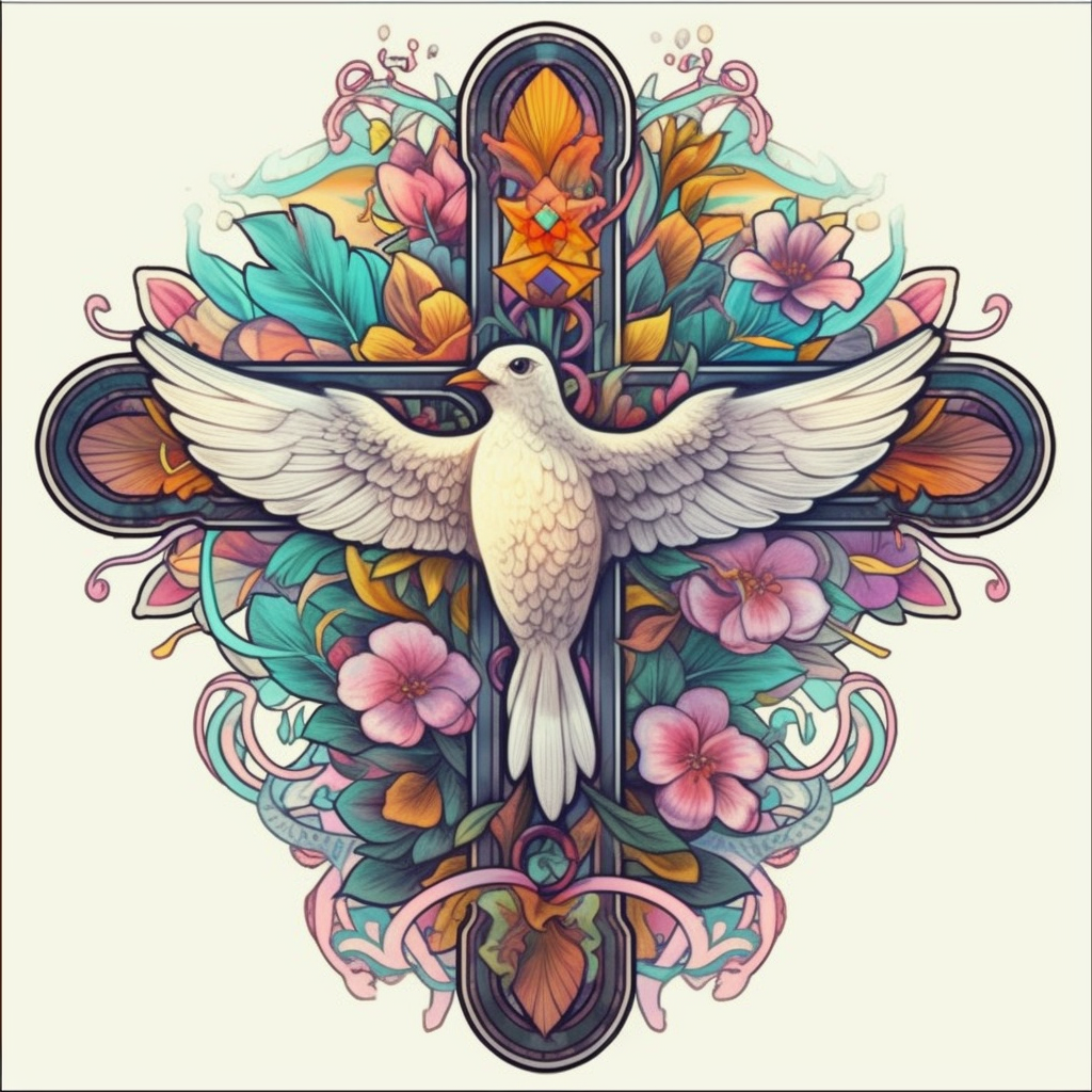 Cross with Dove Vinyl Decal Sticker for Car, Laptop, Tumbler and more # 008029