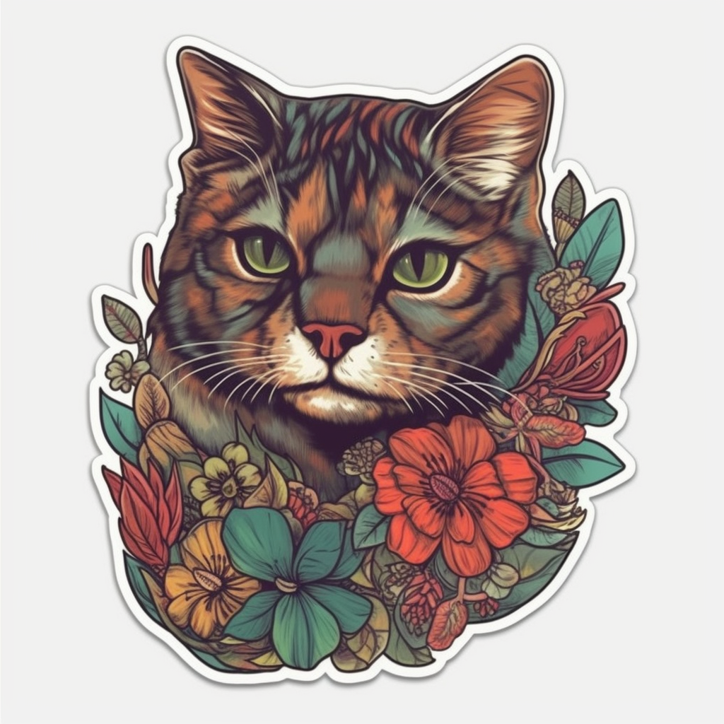 Cute Cat Vinyl Decal Sticker for Car, Laptop, Tumbler and more # 003957