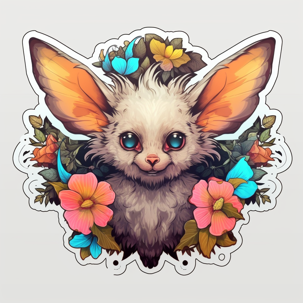 Cute Bat with big ears and wings Vinyl Decal Sticker for Car, Laptop, Tumbler and more # 0011275