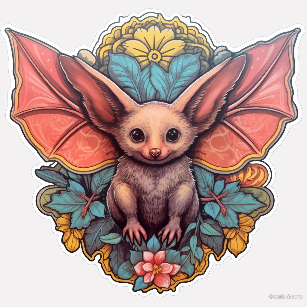 Cute Bat with big ears and wings Vinyl Decal Sticker for Car, Laptop, Tumbler and more # 0011288