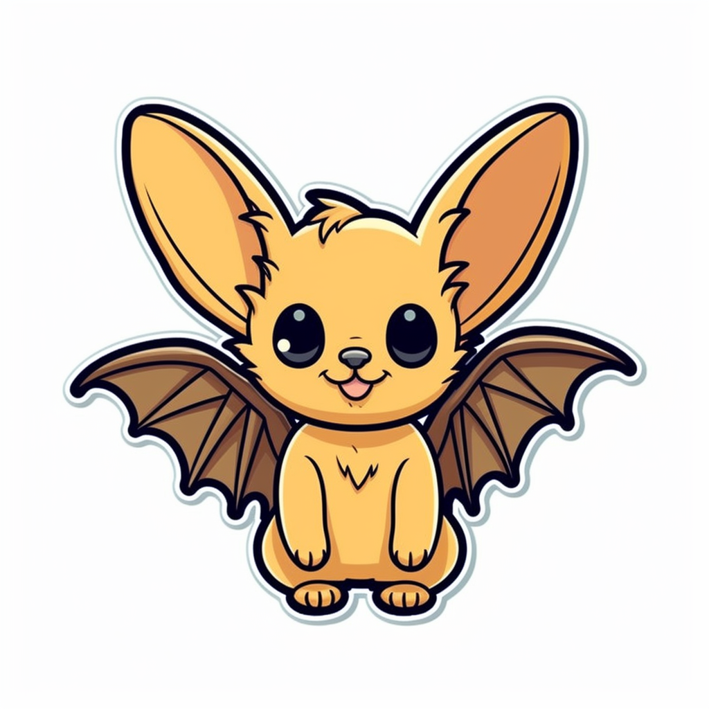 Cute Bat with big ears and wings Vinyl Decal Sticker for Car, Laptop, Tumbler and more # 0011280