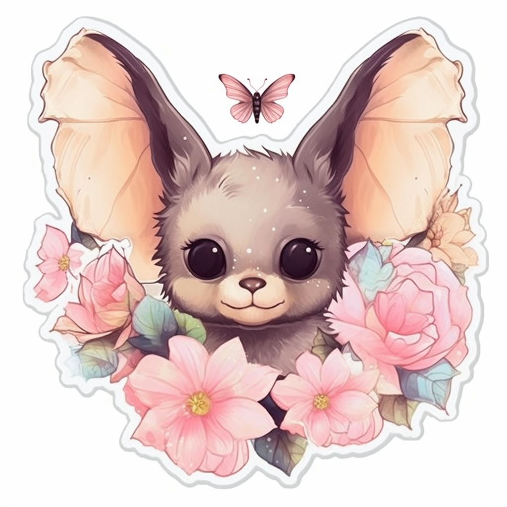Cute Bat with big ears and wings Vinyl Decal Sticker for Car, Laptop, Tumbler and more # 0011297