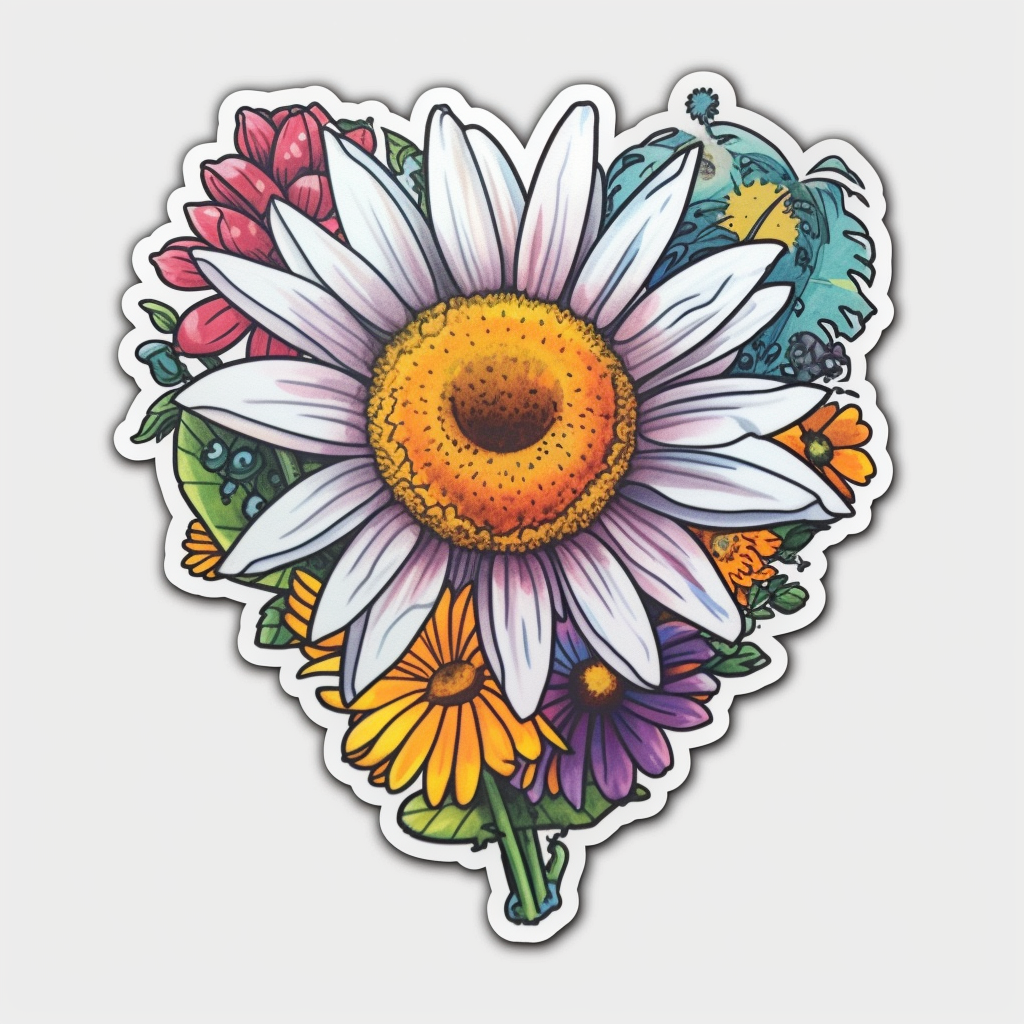 Daisy Flower Vinyl Decal Sticker for Car, Laptop, Tumbler and more # 006588