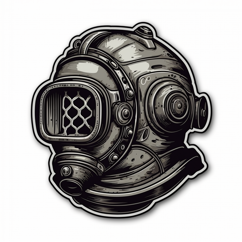 Diver Helmet Scuba Diver Vinyl Decal Sticker for Car, Laptop, Tumbler and more # 007036