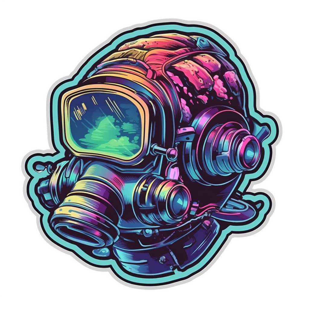 Diver Helmet Scuba Diver Vinyl Decal Sticker for Car, Laptop, Tumbler and more # 007051