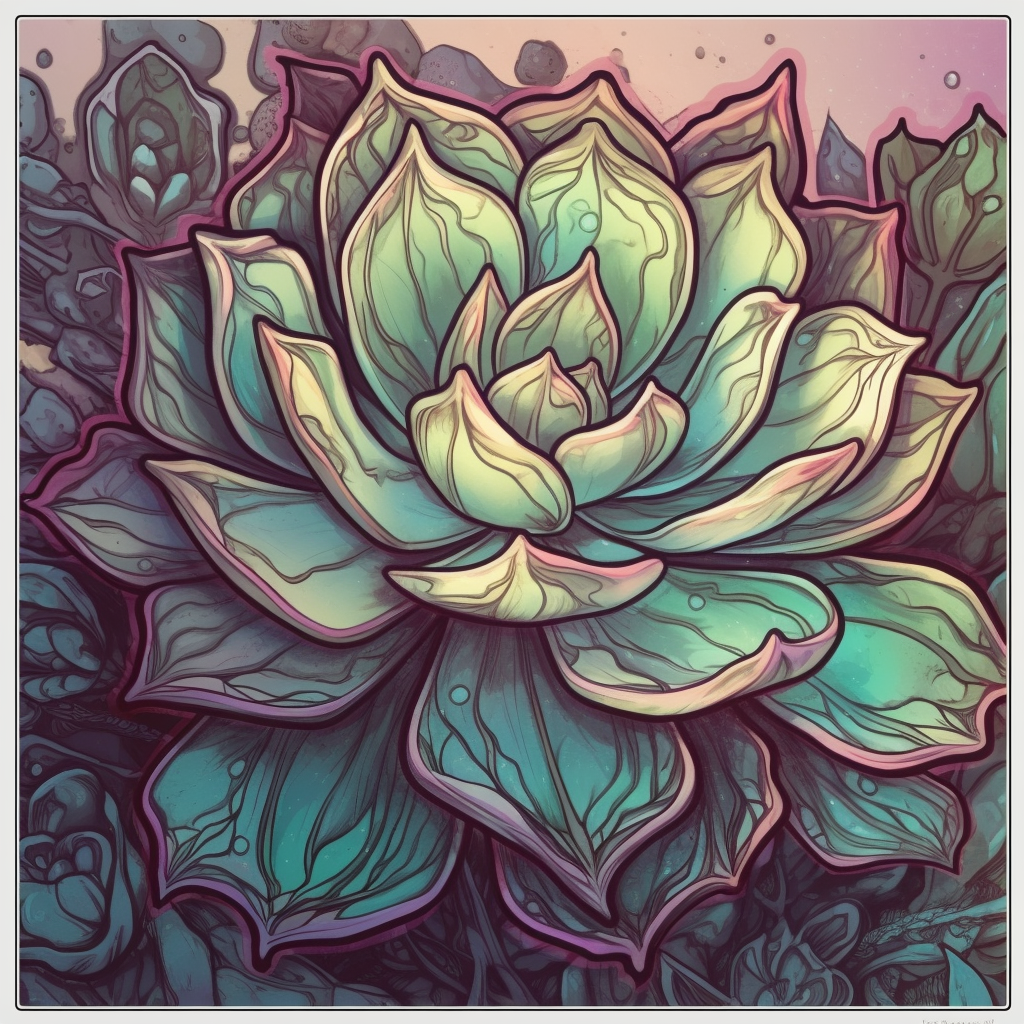 Echeveria Succulent Vinyl Decal Sticker for Car, Laptop, Tumbler and more # 006744