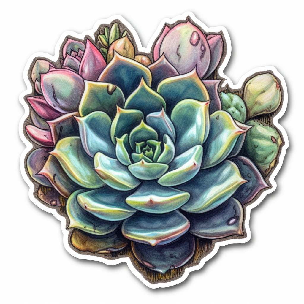 Echeveria Succulent Vinyl Decal Sticker for Car, Laptop, Tumbler and more # 006746