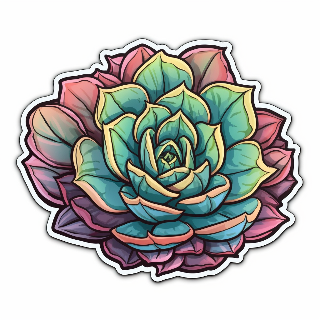 Echeveria Succulent Vinyl Decal Sticker for Car, Laptop, Tumbler and more # 006747