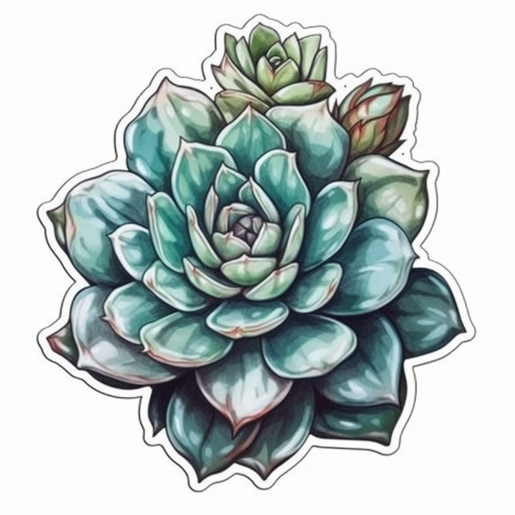 Echeveria Succulent Vinyl Decal Sticker for Car, Laptop, Tumbler and more # 006736