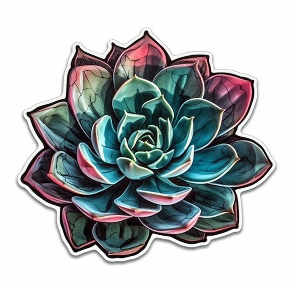 Echeveria Succulent Vinyl Decal Sticker for Car, Laptop, Tumbler and more # 006749