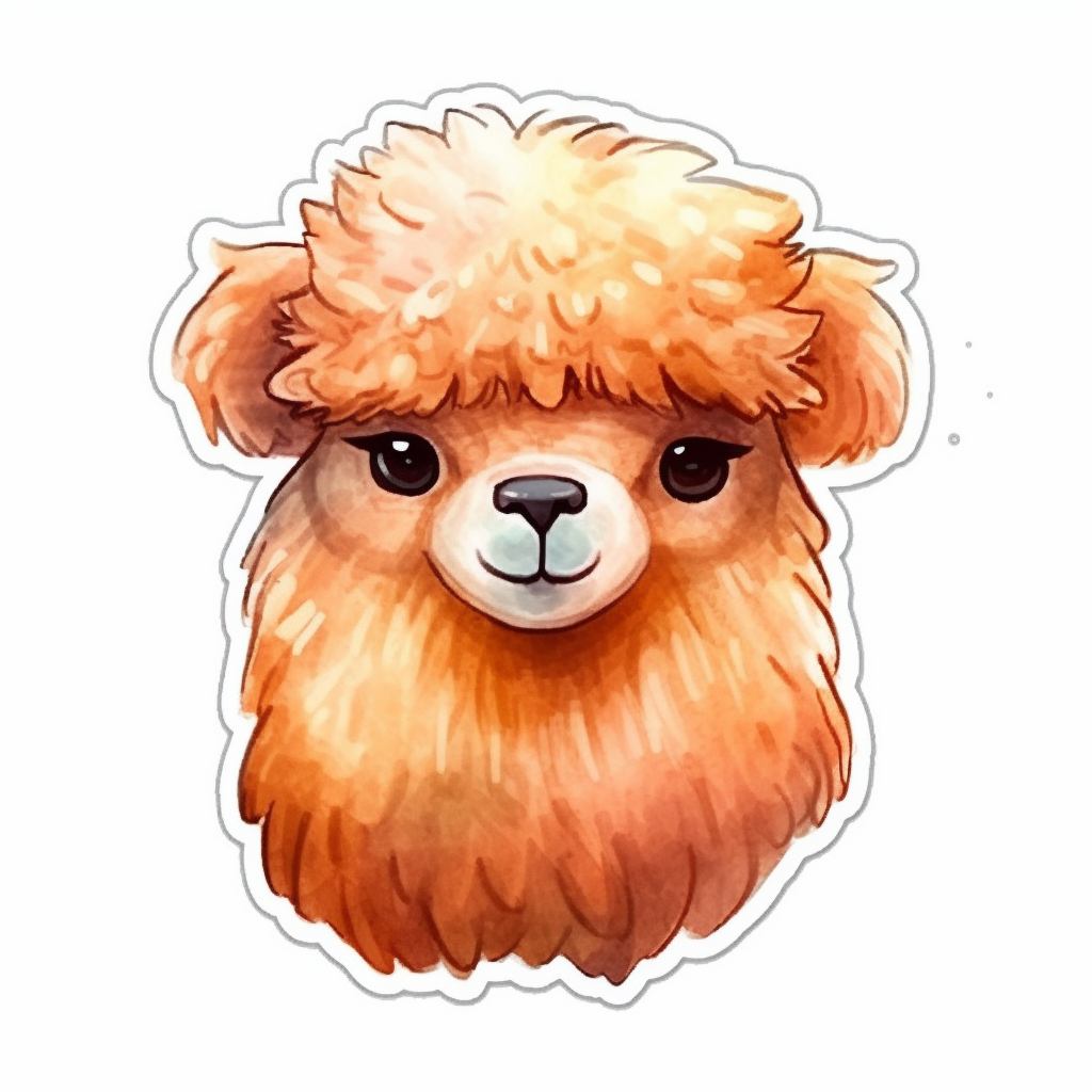 Fluffy alpaca with a soft coat and big eyes Vinyl Decal Sticker for Car, Laptop, Tumbler and more # 0010953