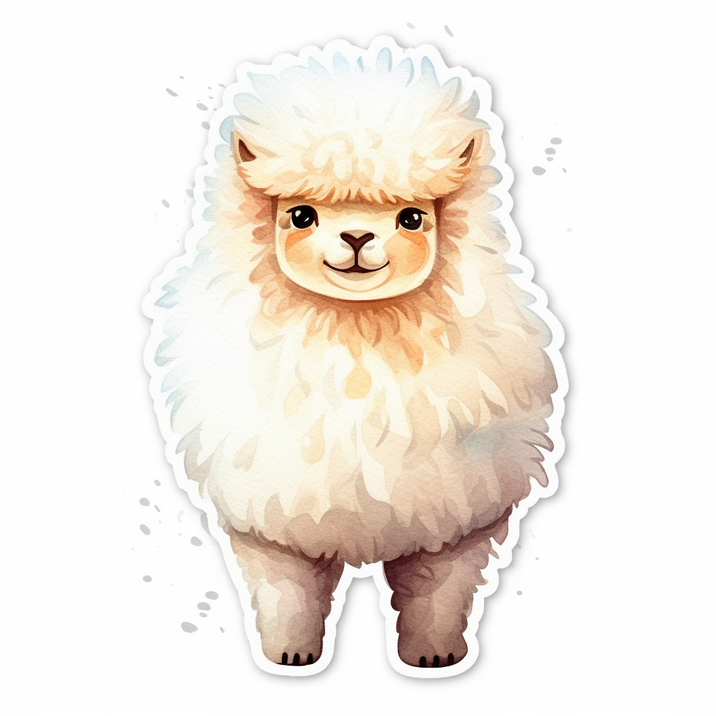 Fluffy alpaca with a soft coat and big eyes Vinyl Decal Sticker for Car, Laptop, Tumbler and more # 0010980