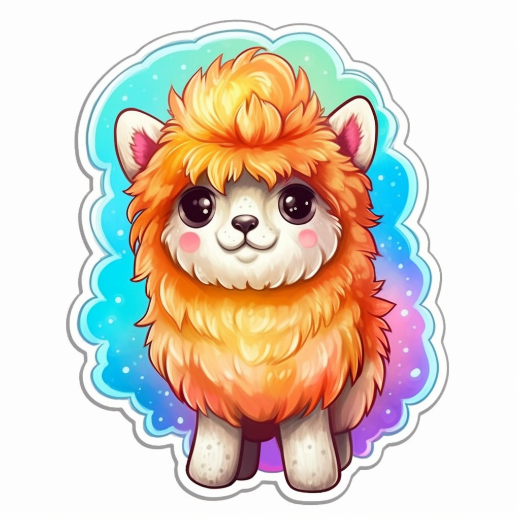 Fluffy alpaca with a soft coat and big eyes Vinyl Decal Sticker for Car, Laptop, Tumbler and more # 0010986