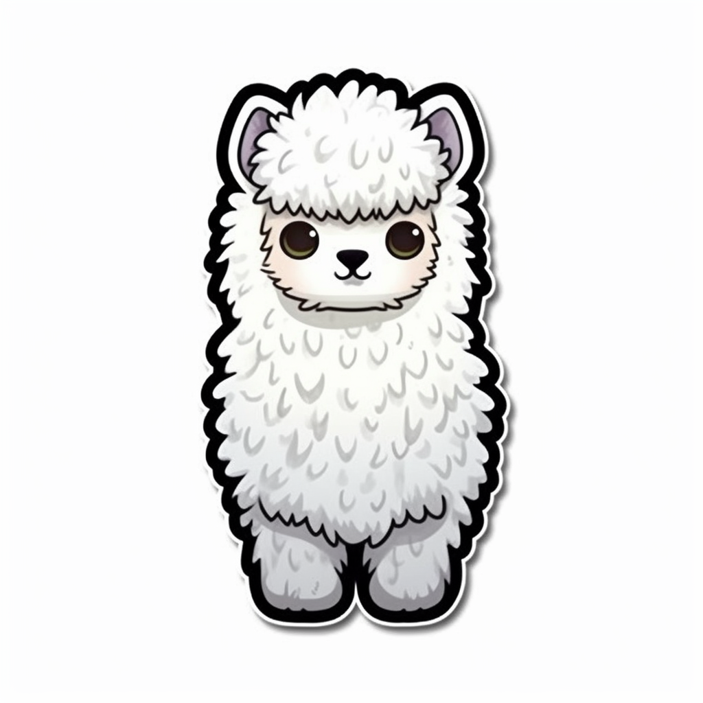 Fluffy alpaca with a soft coat and big eyes Vinyl Decal Sticker for Car, Laptop, Tumbler and more # 0010978