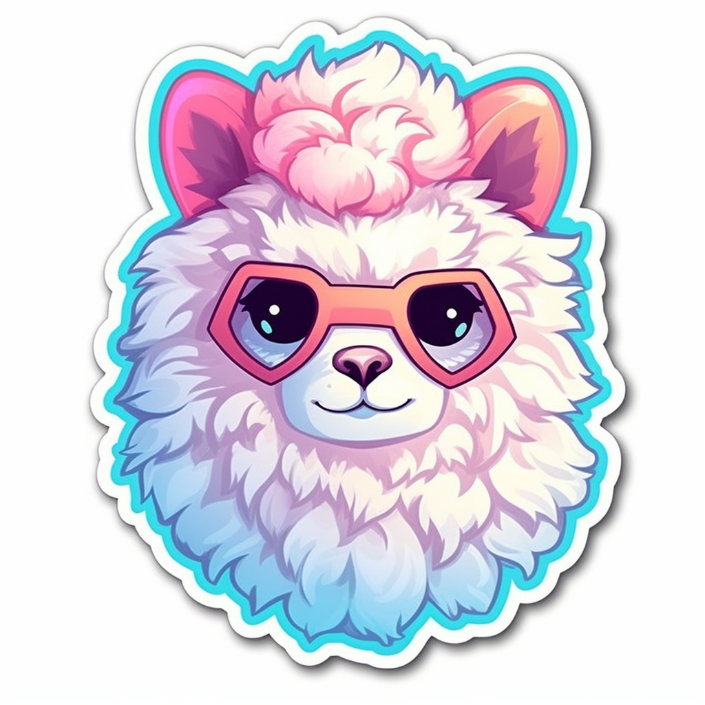 Fluffy alpaca with a soft coat and big eyes Vinyl Decal Sticker for Car, Laptop, Tumbler and more # 0010999
