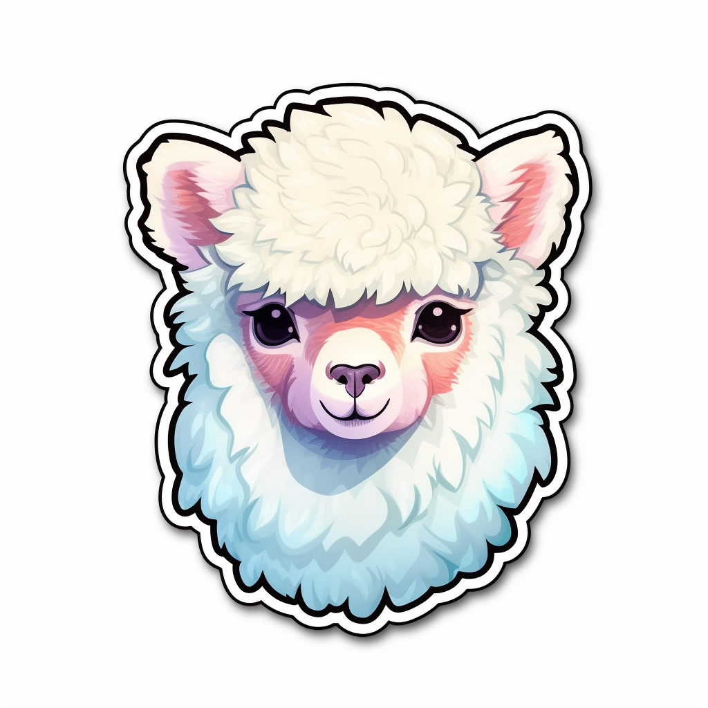 Fluffy alpaca with a soft coat and big eyes Vinyl Decal Sticker for Car, Laptop, Tumbler and more # 0010996