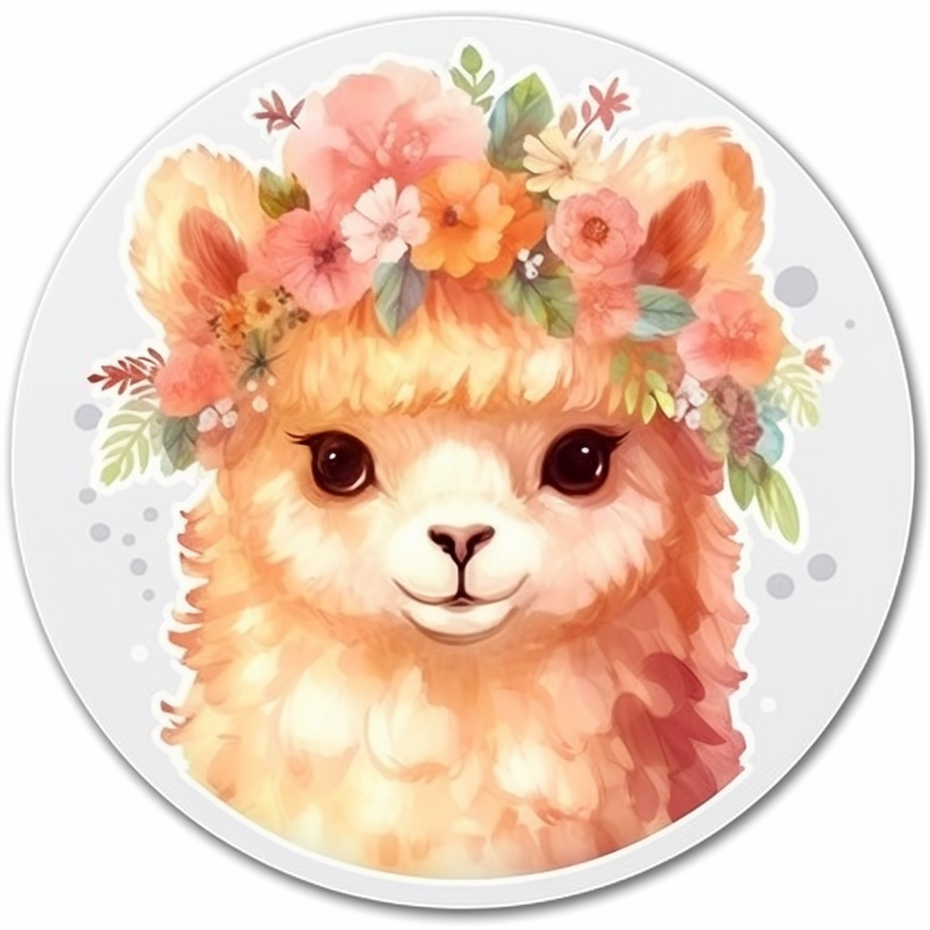 Fluffy alpaca with a soft coat and big eyes Vinyl Decal Sticker for Car, Laptop, Tumbler and more # 0011009