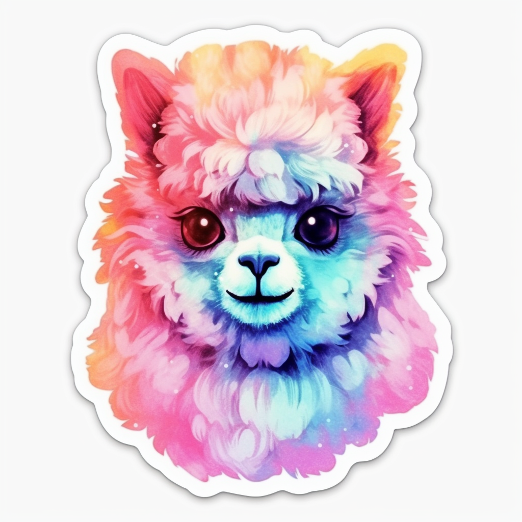 Fluffy alpaca with a soft coat and big eyes Vinyl Decal Sticker for Car, Laptop, Tumbler and more # 0011013