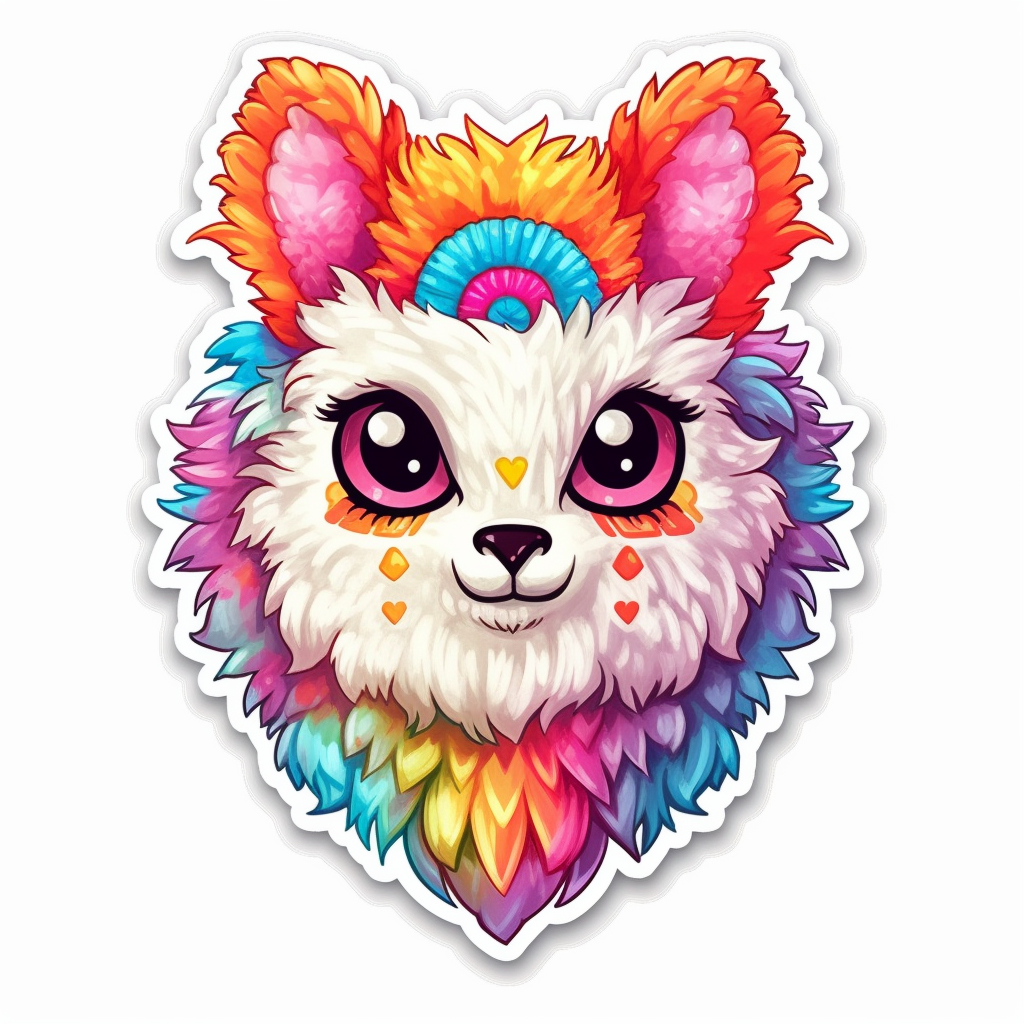 Fluffy alpaca with a soft coat and big eyes Vinyl Decal Sticker for Car, Laptop, Tumbler and more # 0011020
