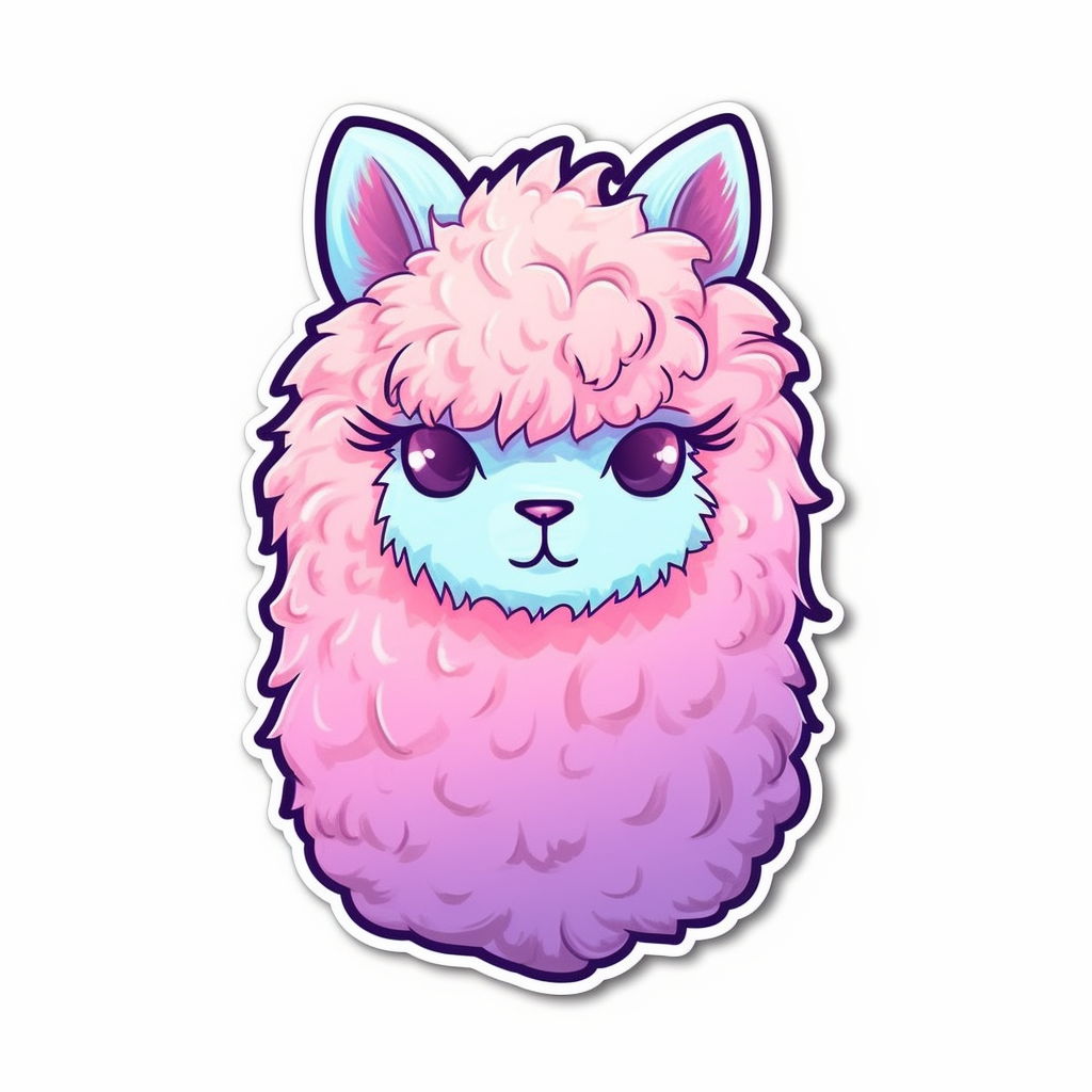 Fluffy alpaca with a soft coat and big eyes Vinyl Decal Sticker for Car, Laptop, Tumbler and more # 0011026