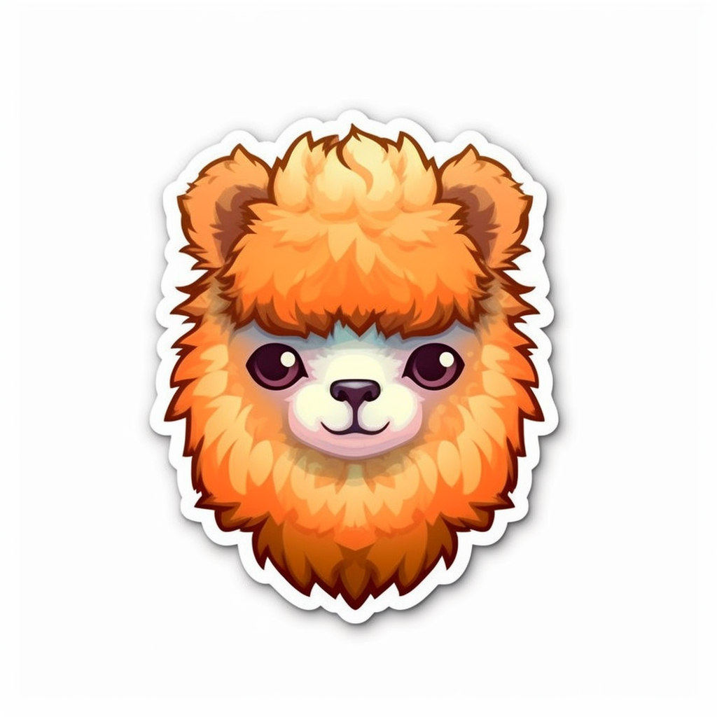 Fluffy alpaca with a soft coat and big eyes Vinyl Decal Sticker for Car, Laptop, Tumbler and more # 0011025