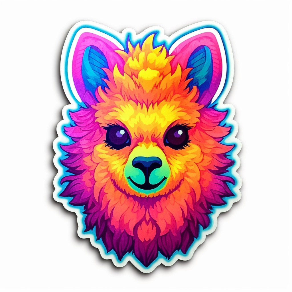 Fluffy alpaca with a soft coat and big eyes Vinyl Decal Sticker for Car, Laptop, Tumbler and more # 0011037