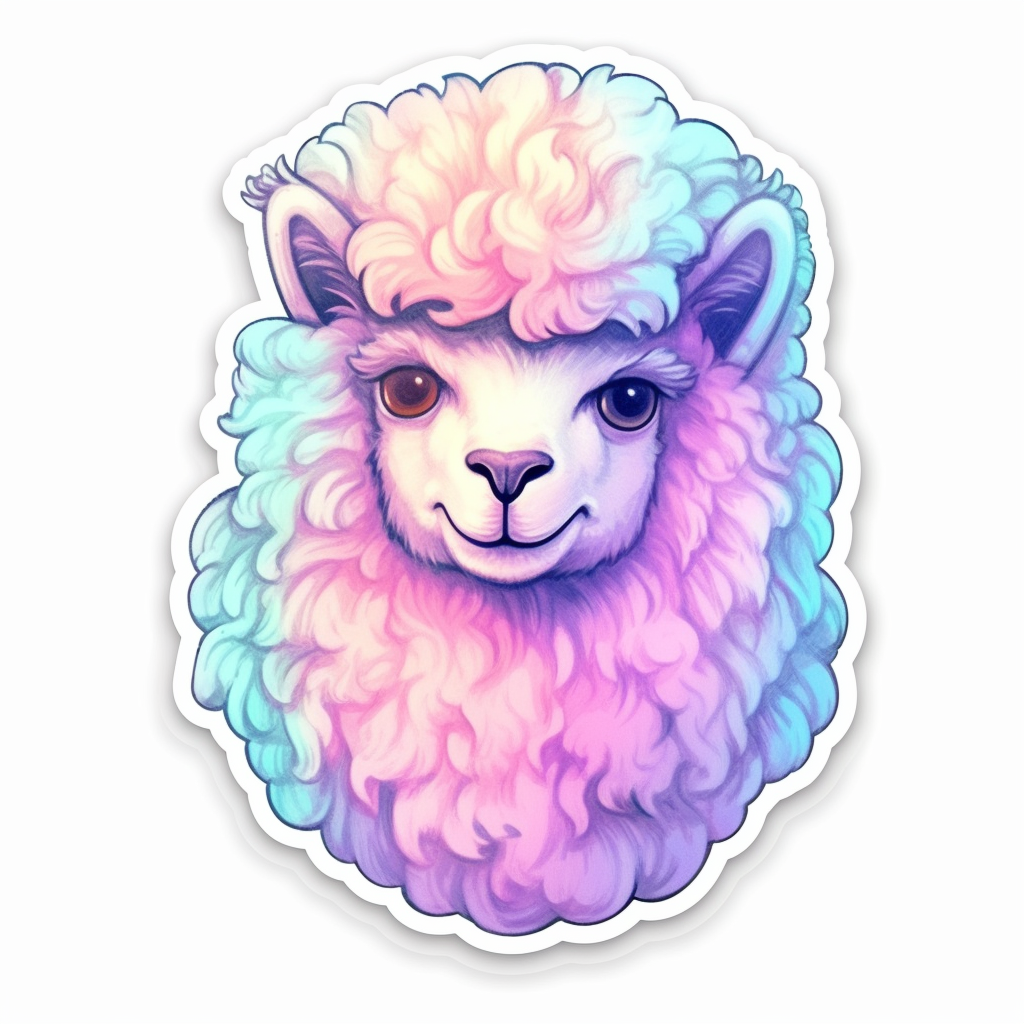 Fluffy alpaca with a soft coat and big eyes Vinyl Decal Sticker for Car, Laptop, Tumbler and more # 0011036