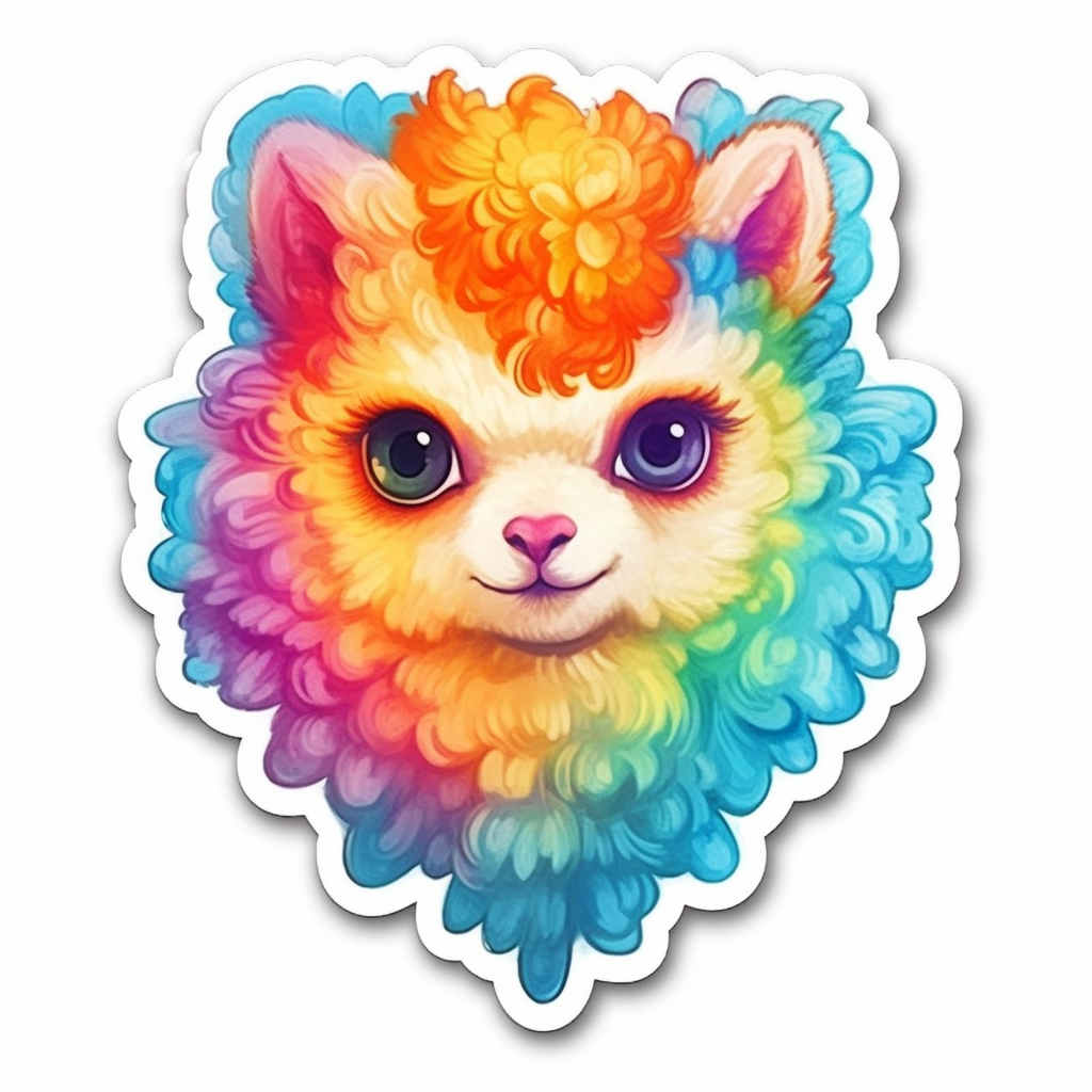 Fluffy alpaca with a soft coat and big eyes Vinyl Decal Sticker for Car, Laptop, Tumbler and more # 0011038
