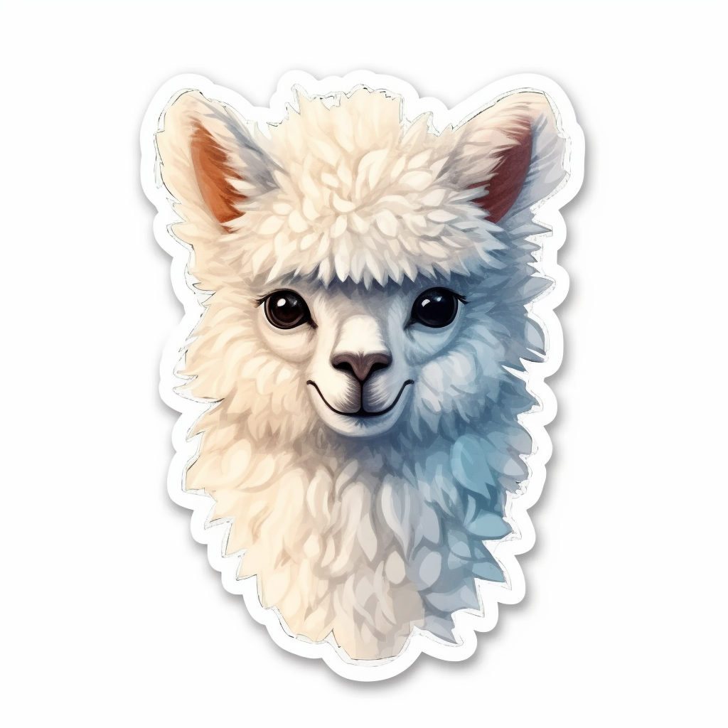 Fluffy alpaca with a soft coat and big eyes Vinyl Decal Sticker for Car, Laptop, Tumbler and more # 0011040