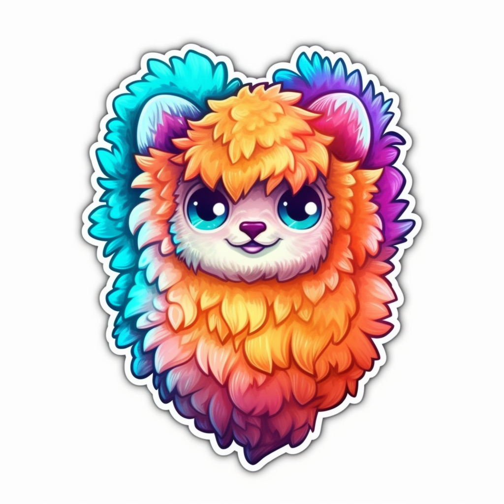 Fluffy alpaca with a soft coat and big eyes Vinyl Decal Sticker for Car, Laptop, Tumbler and more # 0011050